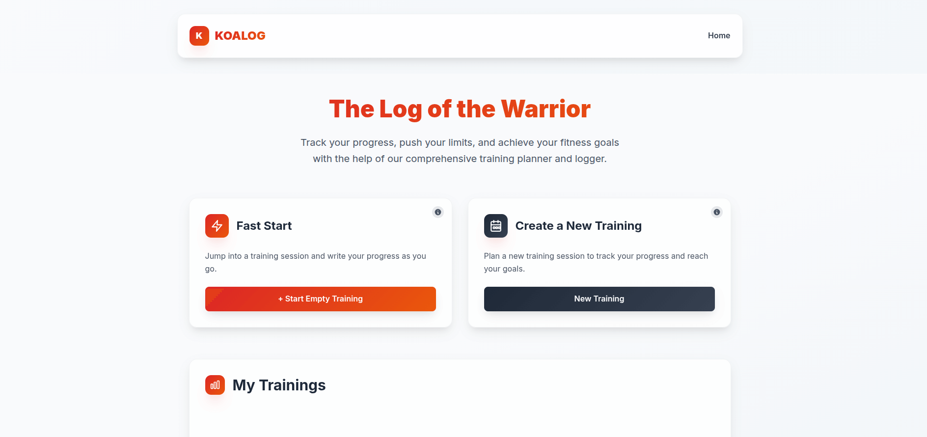 Training Log Website (KOALOG)